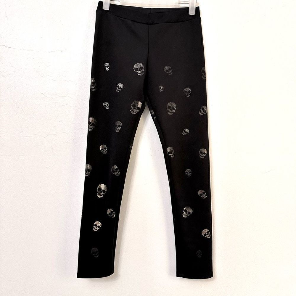 Topia Womens Leggings Athleisure Yoga Stretch High Waist Skull Print Black Small